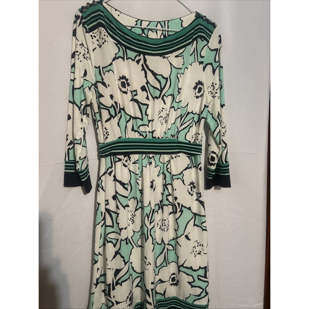 New York and Co Floral Boatneck 3/4 Sleeve Dress Size Medium